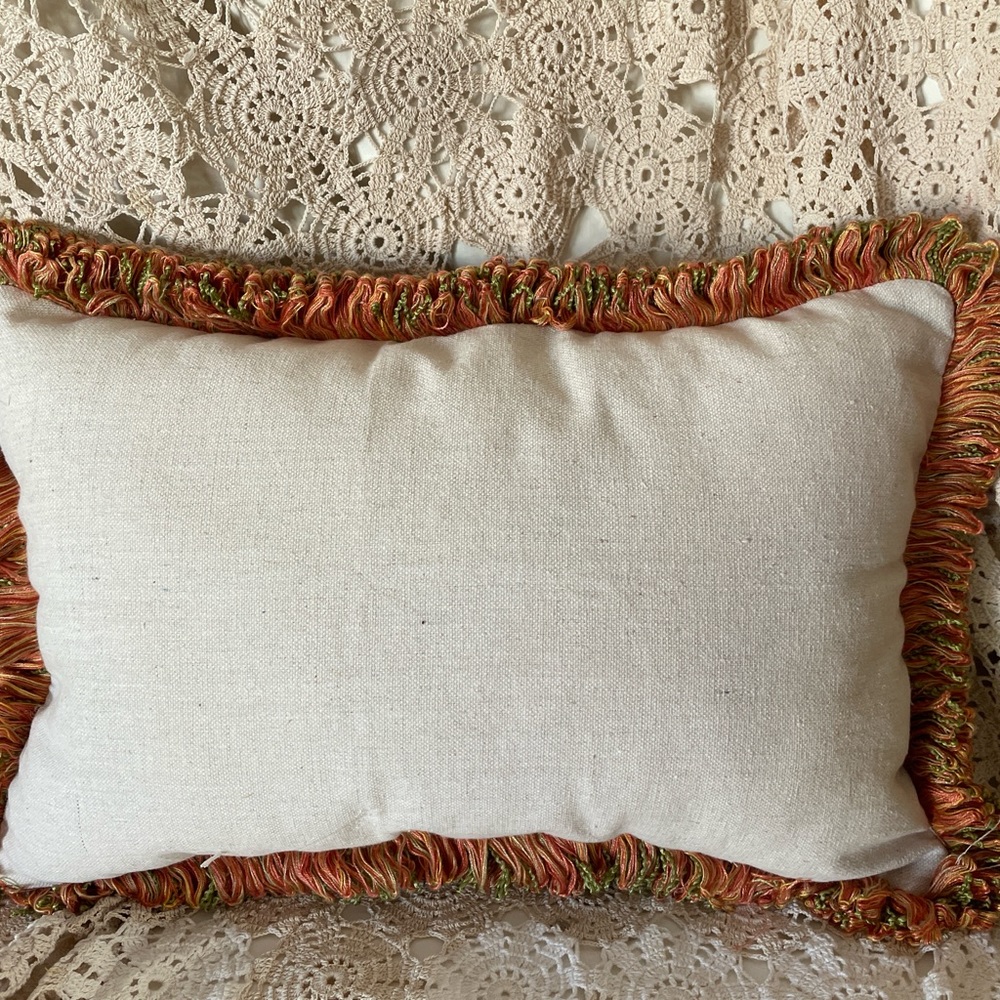 Handmade Small Pillow Upcycled Flower Market Butterfly Motif Indoor Outdoor - Picture 4 of 5